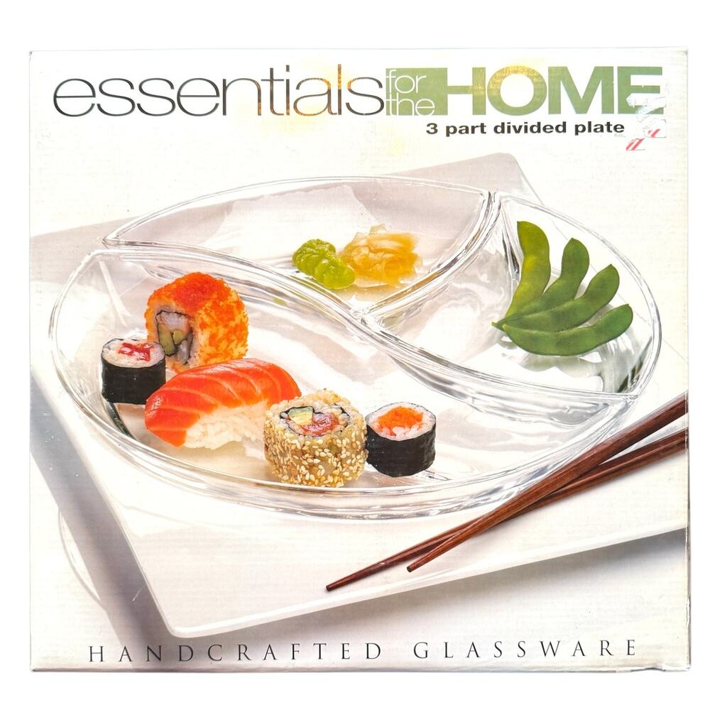 Home Essentials 3 Part Divided Plate Glass New